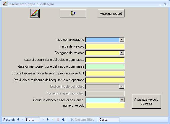 Inserimento righe sospensione bolli