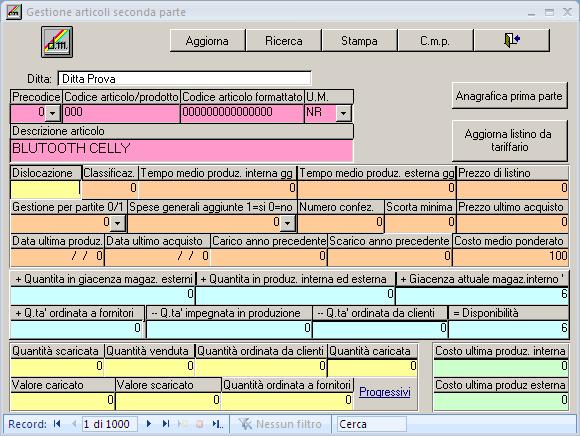 Anagrafica articoli seconda parte