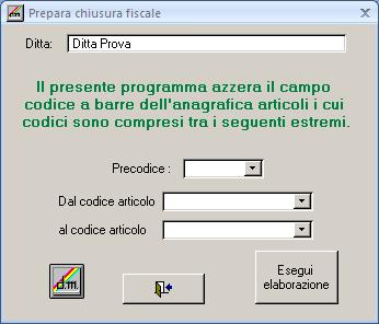 Azzera campo codice a barre