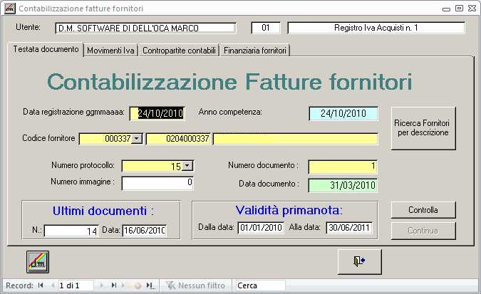 Contabilizzazione fatture fornitori