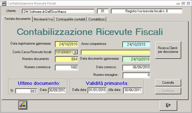 Contabilizzazione ricevute fiscali