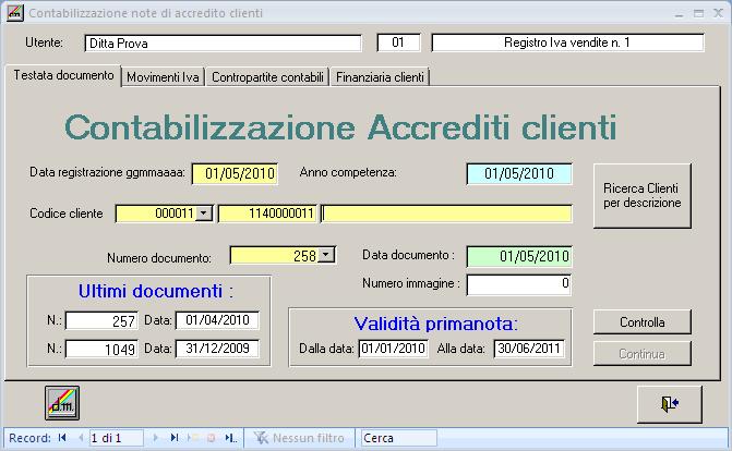 Definizione accrediti stampati