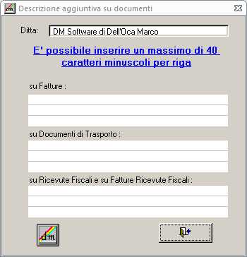 Descrizioni documenti di default