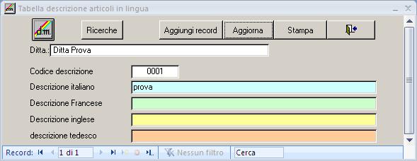 Descrizioni in lingua