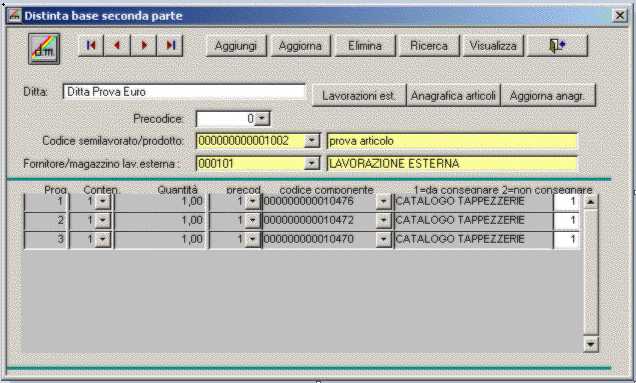 Gestione Distinta base seconda parte