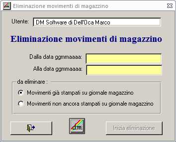 Elimina movimenti di magazzino
