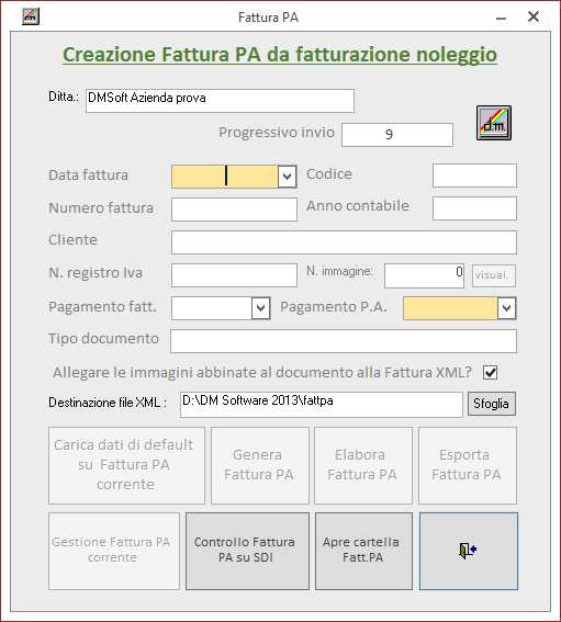Fattura PA da fatturazione Noleggio