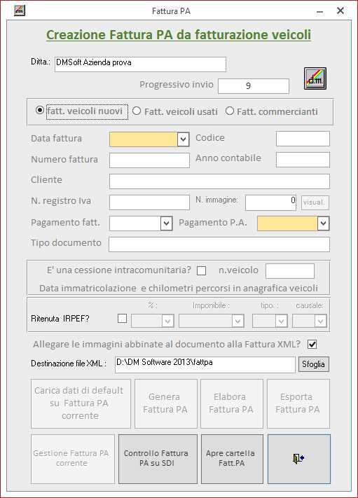 Fattura PA da fatturazione veicoli