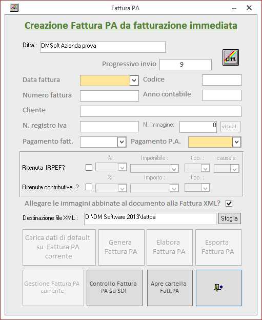 Fattura PA da Fatturazione immediata