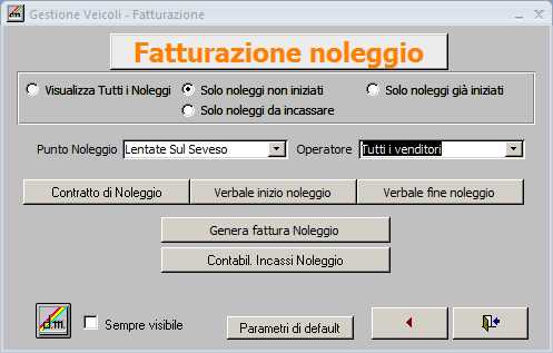 Menu fatturazione noleggio