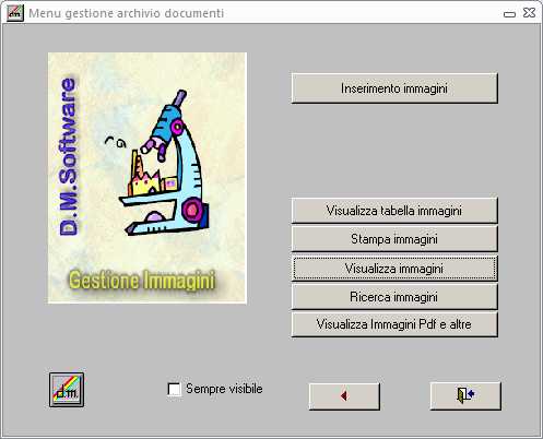 Menù gestione immagini
