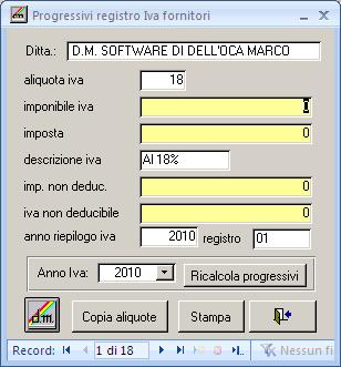Progressivi registro fornitori