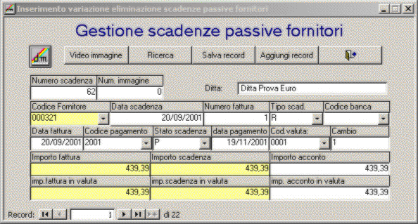 Gestione scadenze fornitori