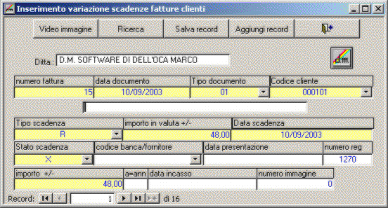 Inserimento scadenze su documenti clienti