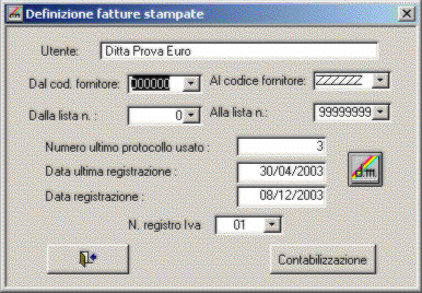 Selezione fatture da contabilizzare