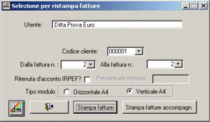 Selezione per stampa fatture contabilizzate