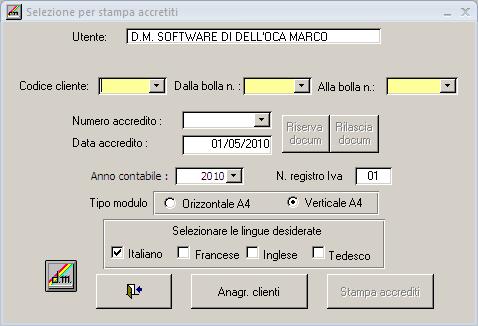 Selezione stampa accrediti