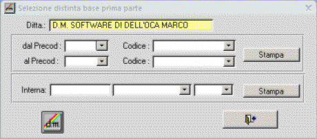 Selezione stampa distinta base prima parte
