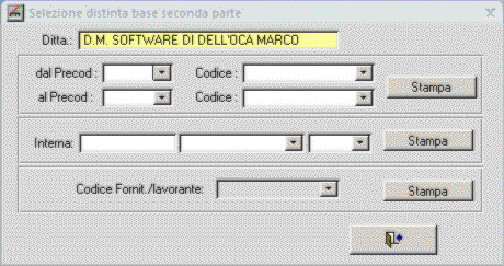 Selezione stampa distinta base seconda parte