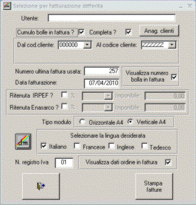 Selezione per stampa fatture differite