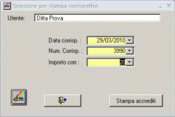 Selezione stampa corrispettivi