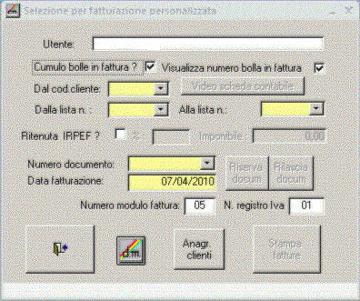 Selezione per stampa fatture differite personalizzate