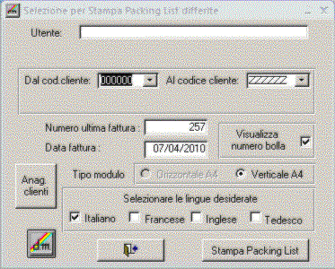Stampa paking list