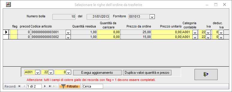 Trasforma bolle in fatture