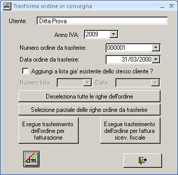 Trasforma ordine in consegna