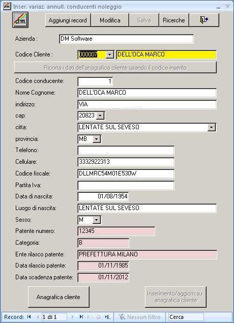 Inserimento conducenti